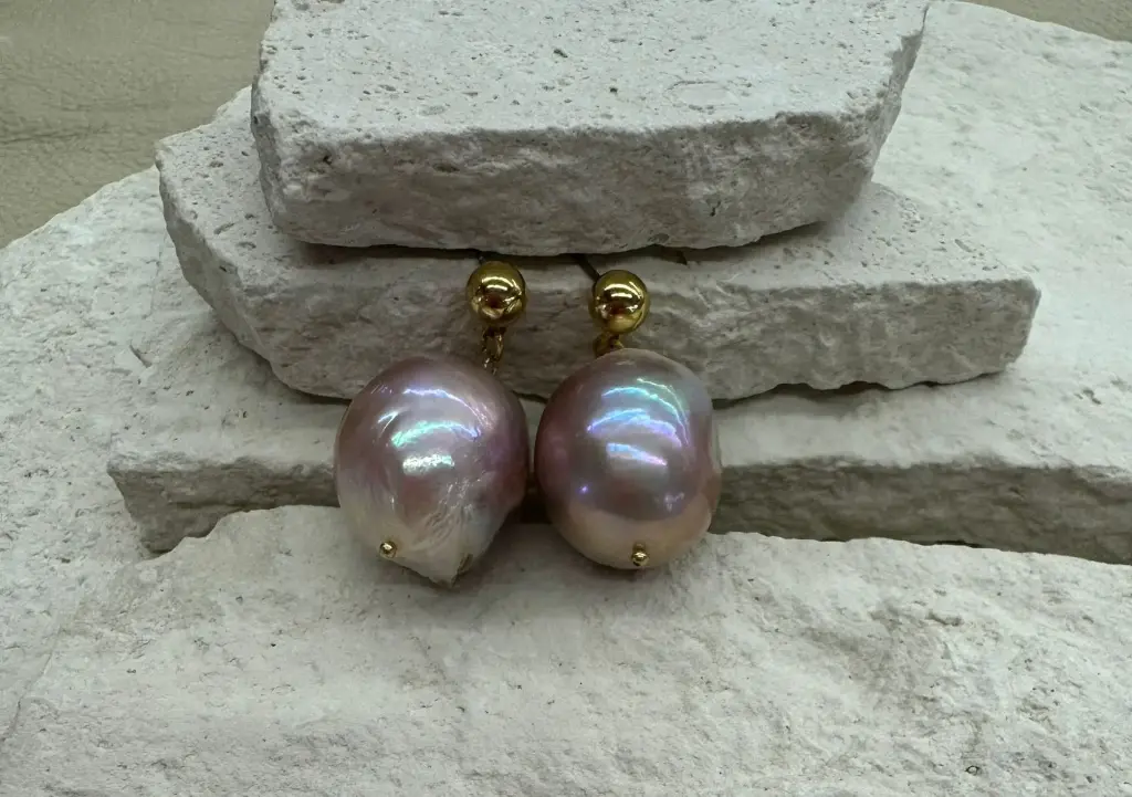 ARETE PERLA ROSA NAT 2CM